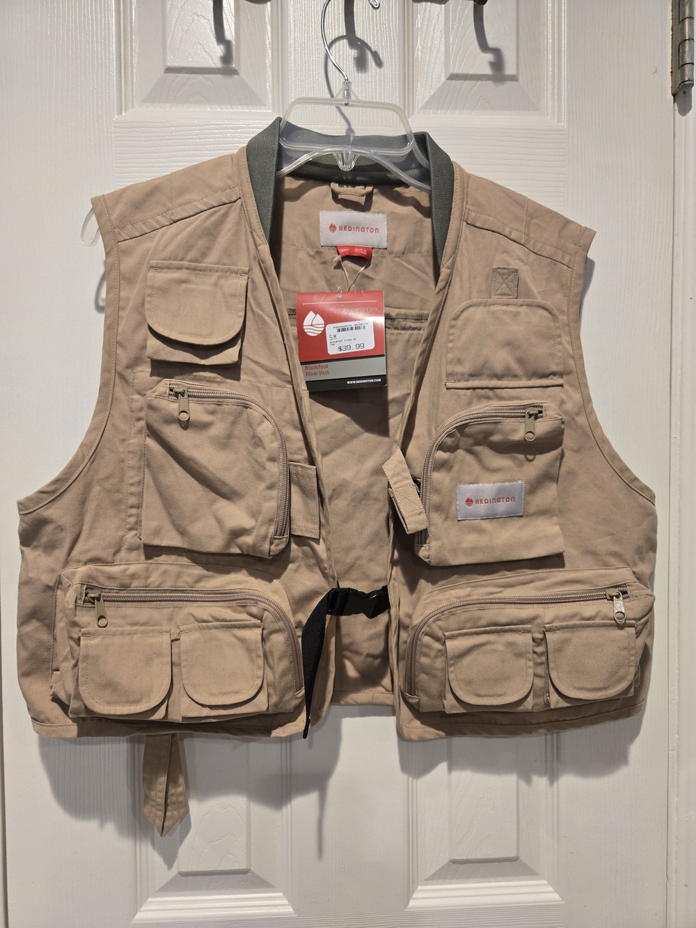 Redington Blackfoot River Men’s Fishing Vest S/M Tan Cotton Adjustable Buckle